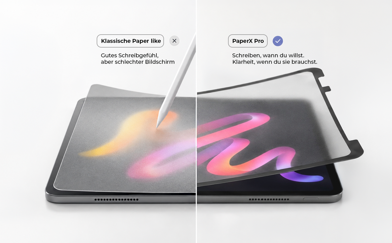 Klassische Paper like vs. PaperX Pro